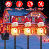 1Pc Solar Christmas Lamp – 3 Snowmen Outdoor Garden Stake Light, IP55 Waterproof, Warm White LED for Yard, Patio & Holiday Décor
