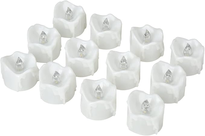 LED Tea Lights Flameless Candles with Timer – 12 Pack Warm White Flickering Candles for Christmas, Weddings, Home Decor & Parties