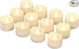 LED Tea Lights Flameless Candles with Timer – 12 Pack Warm White Flickering Candles for Christmas, Weddings, Home Decor & Parties