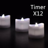 LED Tea Lights Flameless Candles with Timer – 12 Pack Warm White Flickering Candles for Christmas, Weddings, Home Decor & Parties