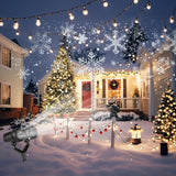 1Pc Christmas Snowflake Projector Light Dual Head LED Stake Light IP44 Waterproof Xmas Decoration For Holiday Indoor Outdoor Use Garden Patio Wall Deco