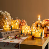 Christmas Decorations Indoor – 11 Pcs Lighted Ceramic Christmas Village Set with LED Houses & Trees – Elegant White Farmhouse Tabletop Holiday Décor for Home, Mantel & Fireplace