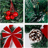 Set of 3 Lighted Artificial Christmas Wreaths with LED Lights & Large Red Bows – 14" Holiday Door and Wall Decorations with 8 Lighting Modes & Timer, Battery Operated Xmas Decor