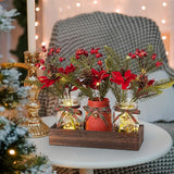 Christmas Mason Jar Centerpiece – 3-Piece Farmhouse Table Decor with Wooden Tray for Holiday Home