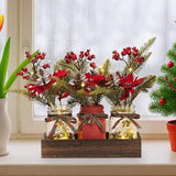 Christmas Mason Jar Centerpiece – 3-Piece Farmhouse Table Decor with Wooden Tray for Holiday Home