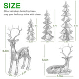 5Pcs Gold Christmas Reindeer Statue Set with Christmas Tree Figurines – Elegant Tabletop Christmas Decor for Home, Mantel & Holiday Centerpiece (Gold & Silver)