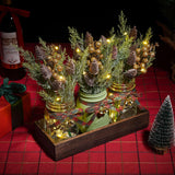 Christmas Mason Jar Centerpiece – 3-Piece Farmhouse Table Decor with Wooden Tray for Holiday Home