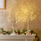 Lighted Birch Tree Decoration – 4PK 2FT LED Tree with Warm White Fairy Lights | Battery Powered Tabletop Christmas & Easter Decor for Home Fireplace & Room