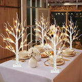Lighted Birch Tree Decoration – 4PK 2FT LED Tree with Warm White Fairy Lights | Battery Powered Tabletop Christmas & Easter Decor for Home Fireplace & Room