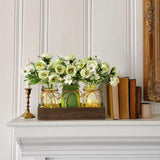 3 Pcs Mason Jar Centerpiece with LED Lights – Farmhouse Table Decor for Dining Room, Kitchen & Living Room