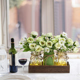 3 Pcs Mason Jar Centerpiece with LED Lights – Farmhouse Table Decor for Dining Room, Kitchen & Living Room