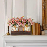 3 Pcs Mason Jar Centerpiece with LED Lights – Farmhouse Table Decor for Dining Room, Kitchen & Living Room