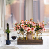 3 Pcs Mason Jar Centerpiece with LED Lights – Farmhouse Table Decor for Dining Room, Kitchen & Living Room