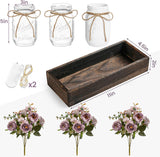 3 Pcs Mason Jar Centerpiece with LED Lights – Farmhouse Table Decor for Dining Room, Kitchen & Living Room