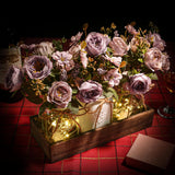 3 Pcs Mason Jar Centerpiece with LED Lights – Farmhouse Table Decor for Dining Room, Kitchen & Living Room