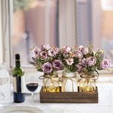 3 Pcs Mason Jar Centerpiece with LED Lights – Farmhouse Table Decor for Dining Room, Kitchen & Living Room