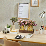 3 Pcs Mason Jar Centerpiece with LED Lights – Farmhouse Table Decor for Dining Room, Kitchen & Living Room