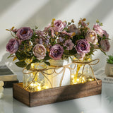 3 Pcs Mason Jar Centerpiece with LED Lights – Farmhouse Table Decor for Dining Room, Kitchen & Living Room