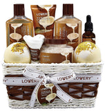Luxury Vanilla Coconut Spa Gift Basket for Women – 9 Piece Home Spa Set with Bath Bombs, Body Oil, Bubble Bath & Towel – Perfect Gift for Mom, Wife & Girlfriend