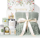 Self Care Gifts for Women – Spa Gift Basket, Get Well Soon, Sympathy & Birthday Care Package with Blanket, Candle, Tumbler, Bath Salt & Socks for Mom, Friends, Sister, Wife