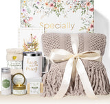 Self Care Gifts for Women – Spa Gift Basket, Get Well Soon, Sympathy & Birthday Care Package with Blanket, Candle, Tumbler, Bath Salt & Socks for Mom, Friends, Sister, Wife