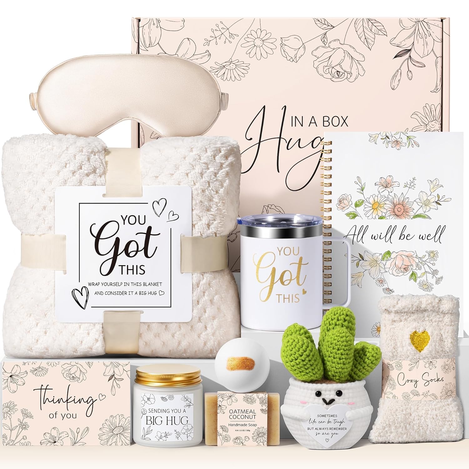 Get Well Soon Gifts Basket for Women – 11Pc Spa Self Care Package, Recovery Gift Set After Surgery, Feel Better, Encouragement Gifts