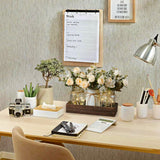 3 Pcs Mason Jar Centerpiece with LED Lights – Farmhouse Table Decor for Dining Room, Kitchen & Living Room