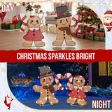 Set of 2 Lighted Gingerbread Man & Candy Cane Christmas Decorations – 80 Warm White LED Lights, Indoor & Outdoor Holiday Display